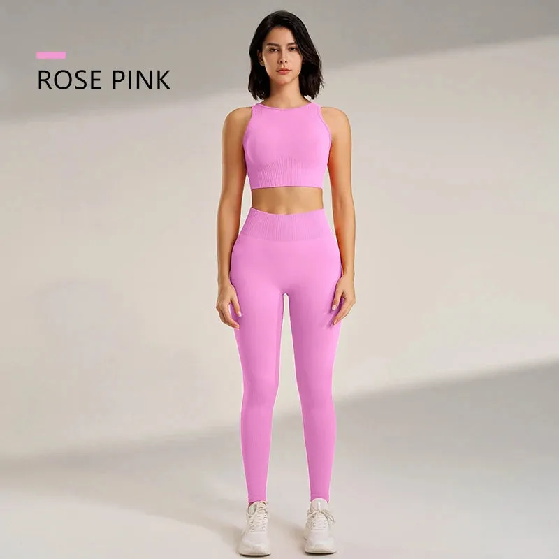 Women's Seamless Yoga Set - High Waisted Leggings & Top
