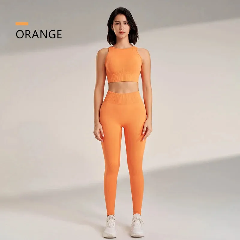 Women's Seamless Yoga Set - High Waisted Leggings & Top