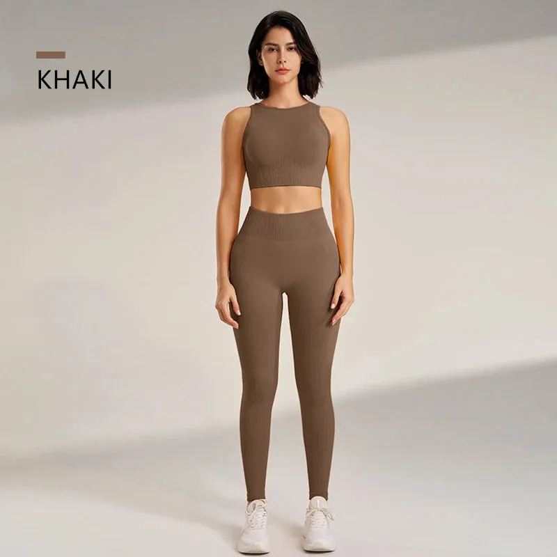 Women's Seamless Yoga Set - High Waisted Leggings & Top