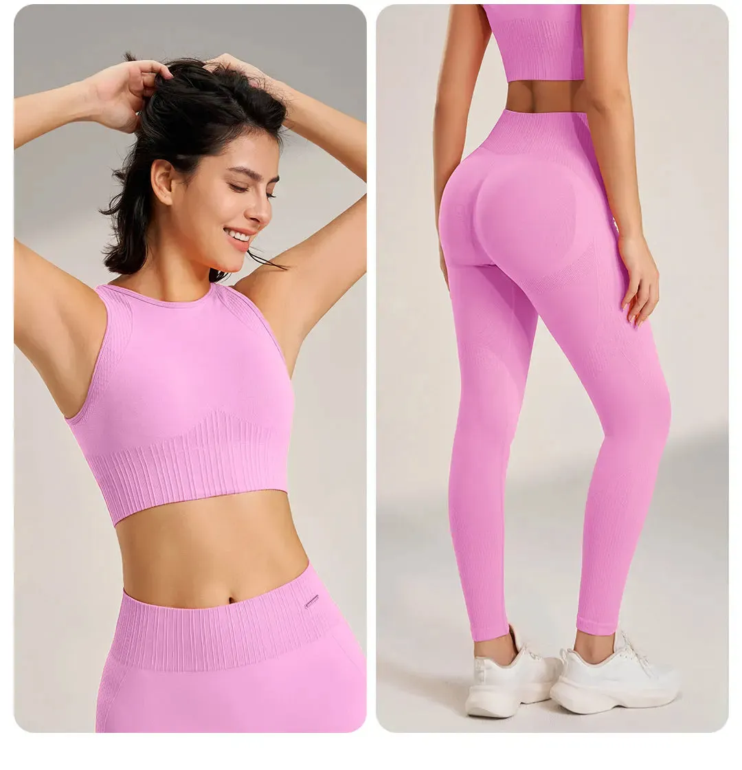Women's Seamless Yoga Set - High Waisted Leggings & Top