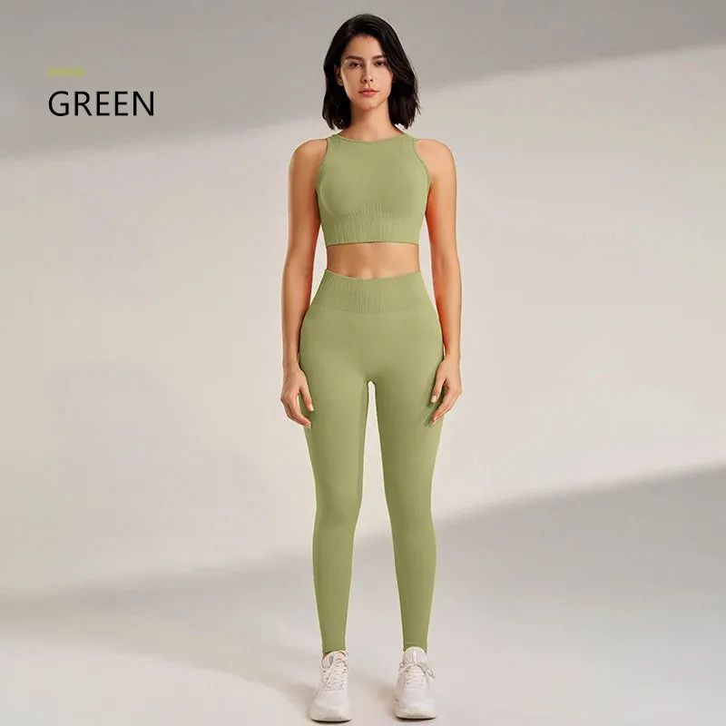 Women's Seamless Yoga Set - High Waisted Leggings & Top