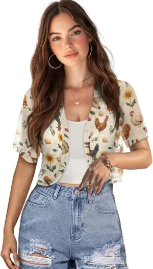 Womens Short Sleeve Cardigans Lightweight Summer Cardigan Trendy Bolero Shrug Cute Floral Cardigan Sheer Bolero