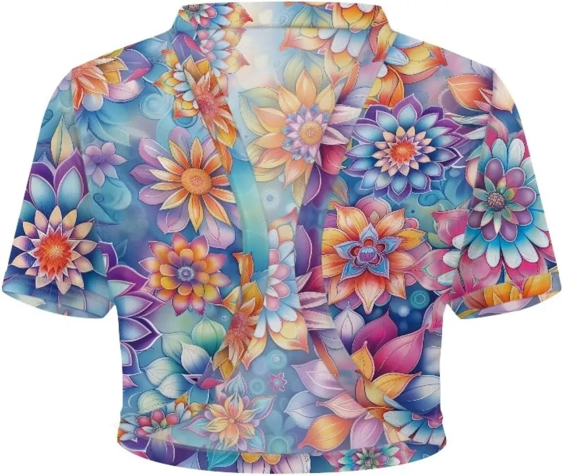 Womens Short Sleeve Cardigans Lightweight Summer Cardigan Trendy Bolero Shrug Cute Floral Cardigan Sheer Bolero