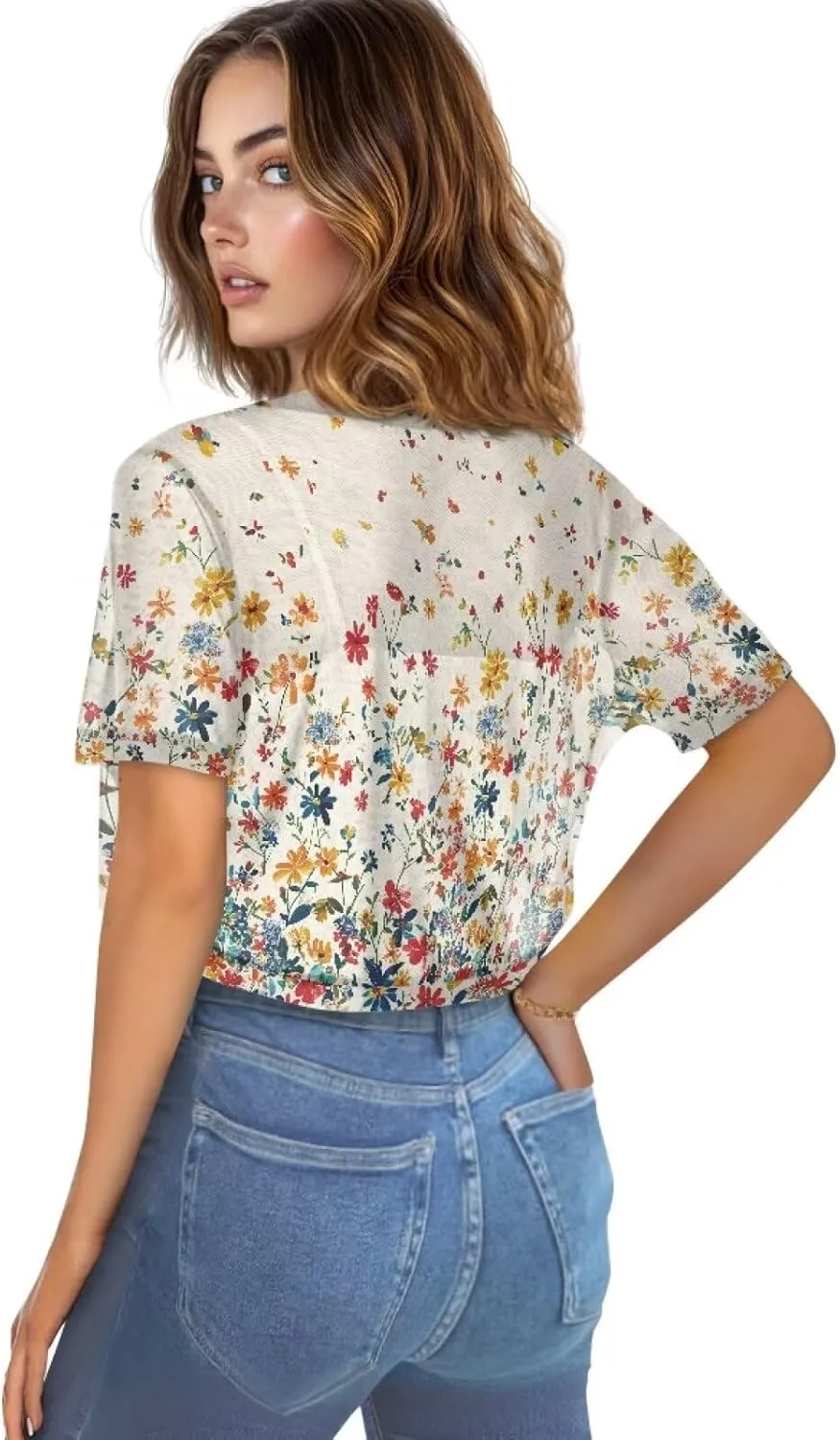 Womens Short Sleeve Cardigans Lightweight Summer Cardigan Trendy Bolero Shrug Cute Floral Cardigan Sheer Bolero