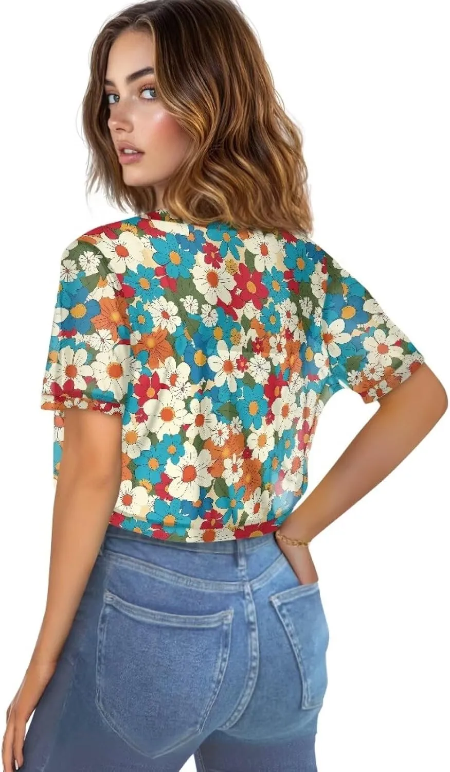 Womens Short Sleeve Cardigans Lightweight Summer Cardigan Trendy Bolero Shrug Cute Floral Cardigan Sheer Bolero
