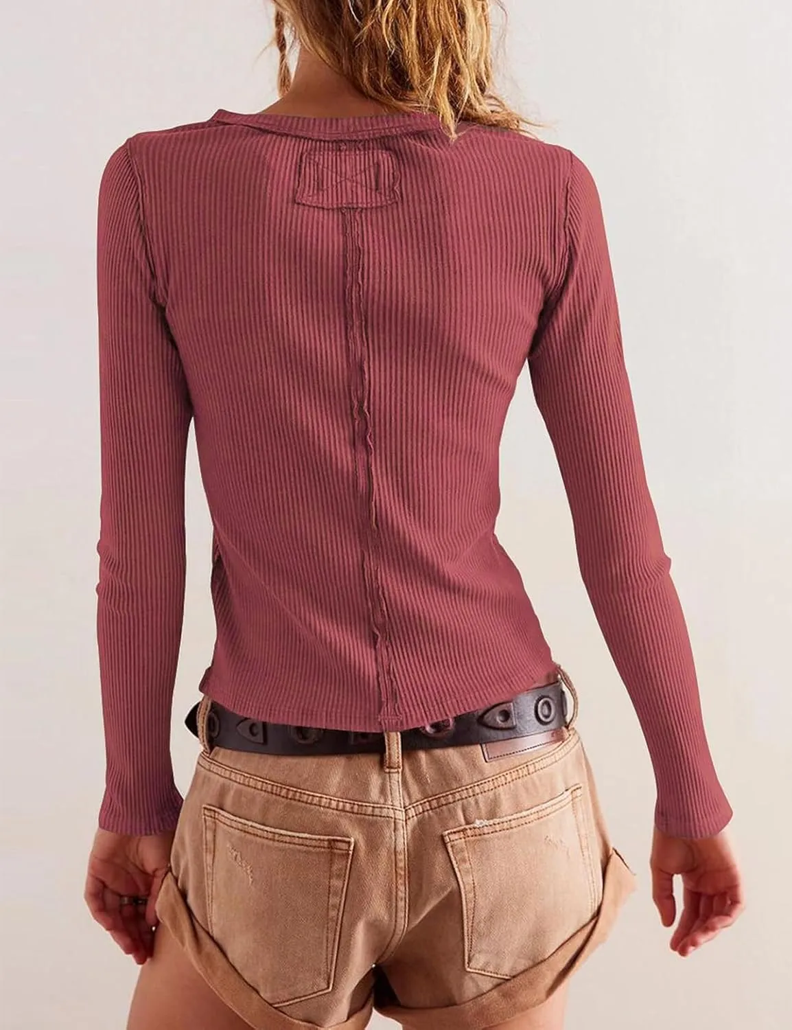 Womens Slim Fitted Cardigan Long Sleeve Y2K Ribbed Tops Button Down Shirts