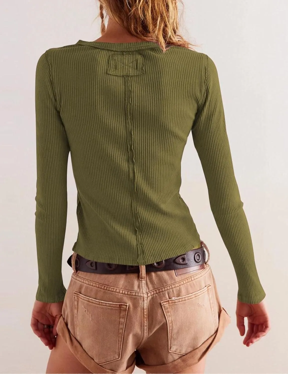 Womens Slim Fitted Cardigan Long Sleeve Y2K Ribbed Tops Button Down Shirts