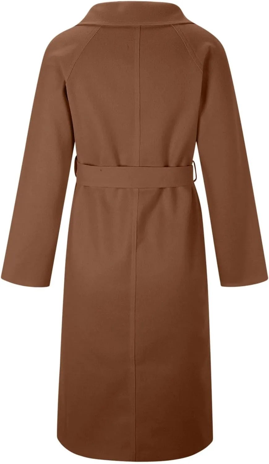 Wool Coats for Women 2024 Trendy Double Breasted Pea Coats Notch Lapel Long Winter Trench Coats with Pockets