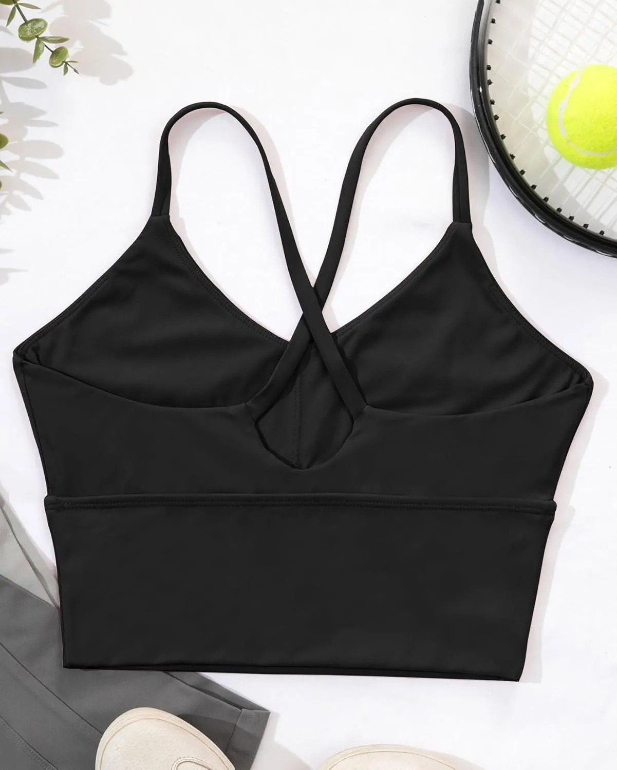 XUNYU Women Longline Sports Bra Workout Tank Tops Strappy Criss Cross Crop Fitness Gym Yoga Running Shirts