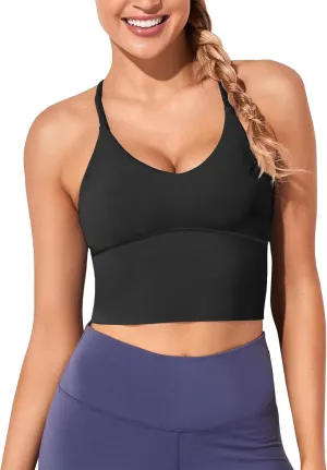 XUNYU Women Longline Sports Bra Workout Tank Tops Strappy Criss Cross Crop Fitness Gym Yoga Running Shirts