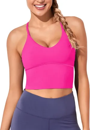 XUNYU Women Longline Sports Bra Workout Tank Tops Strappy Criss Cross Crop Fitness Gym Yoga Running Shirts