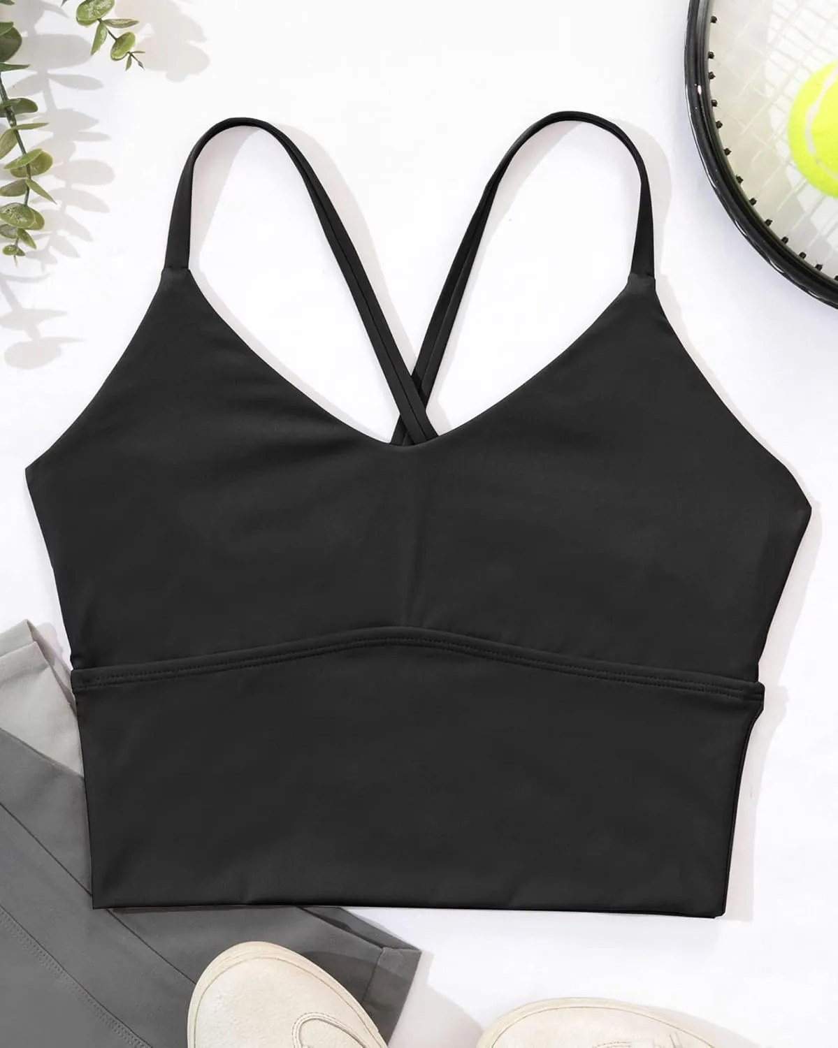 XUNYU Women Longline Sports Bra Workout Tank Tops Strappy Criss Cross Crop Fitness Gym Yoga Running Shirts