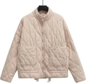 Y2K Stand-Up Collar Down Jackets for Women Winter Insulated Puffer Coats Aesthetic Quilted Long Sleeve Top Cute Clothing
