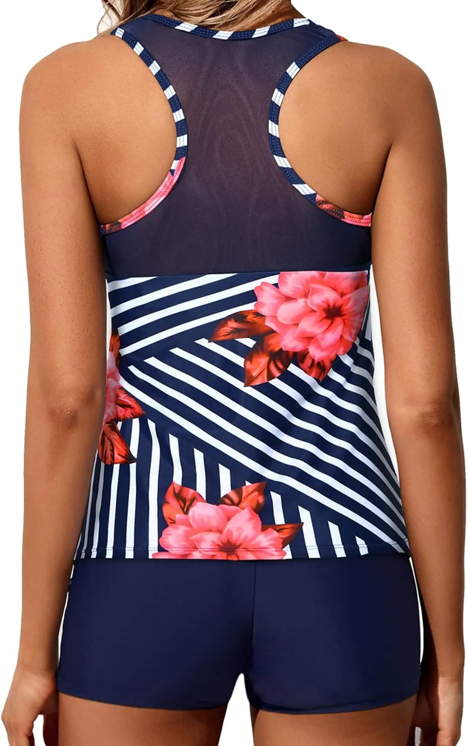 Yonique Tankini Swimsuits for Women with Shorts Athletic Two Piece Bathing Suits Racerback Tank Tops Swimwear