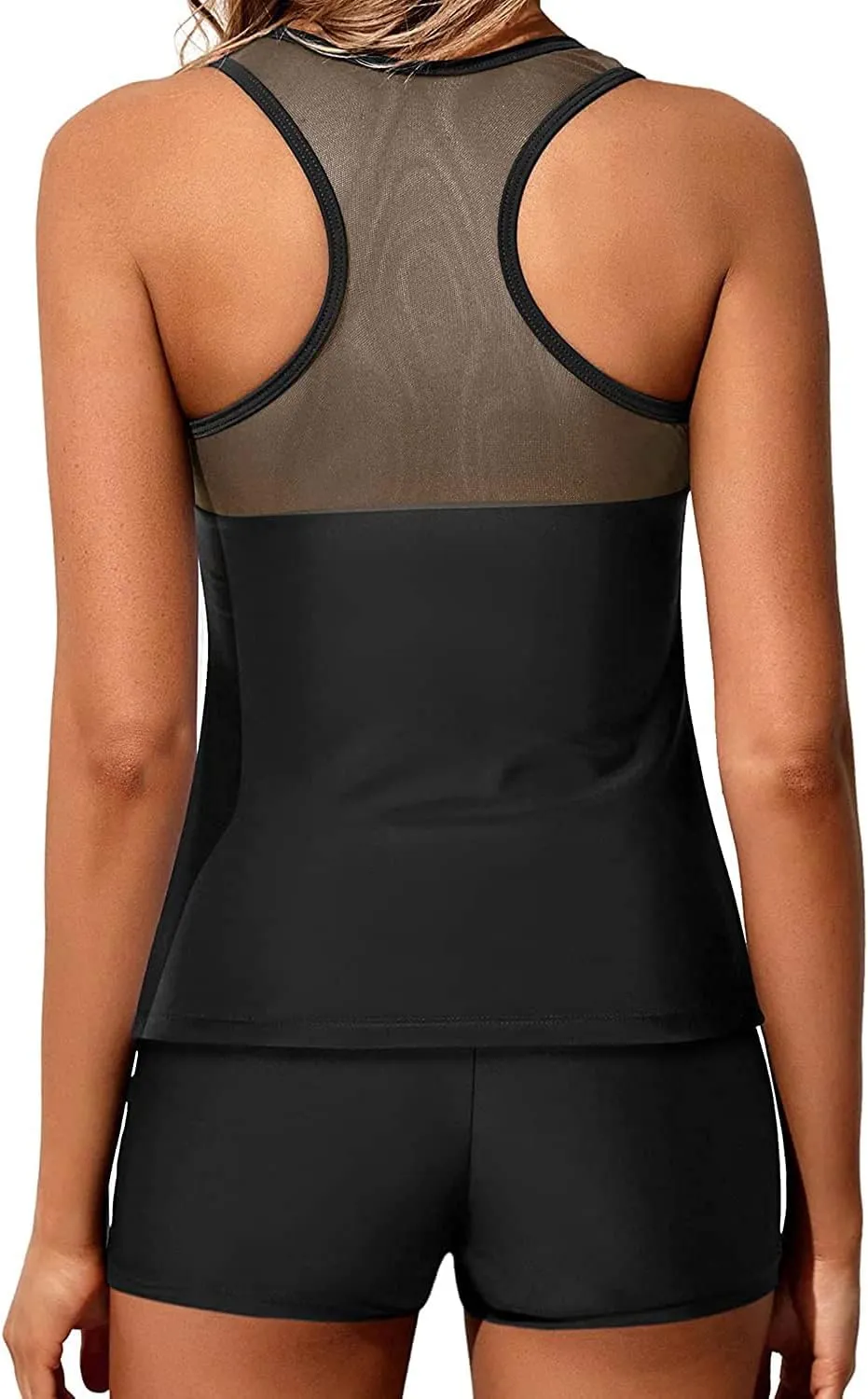 Yonique Tankini Swimsuits for Women with Shorts Athletic Two Piece Bathing Suits Racerback Tank Tops Swimwear