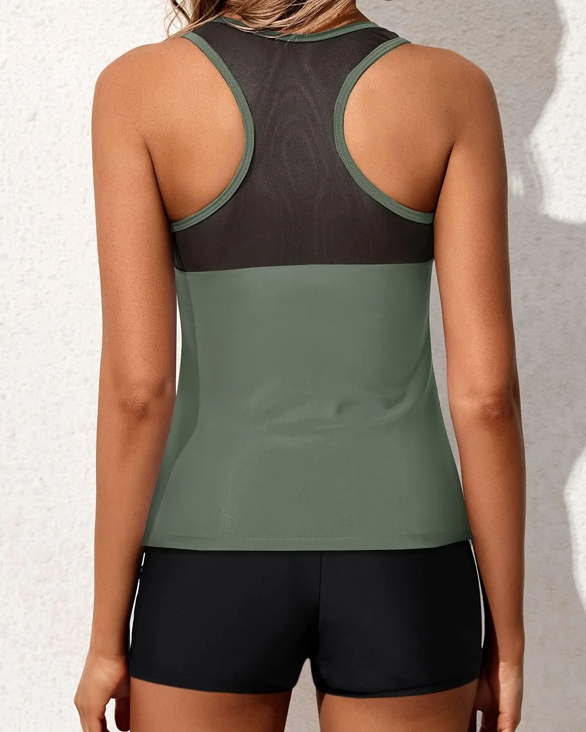 Yonique Tankini Swimsuits for Women with Shorts Athletic Two Piece Bathing Suits Racerback Tank Tops Swimwear