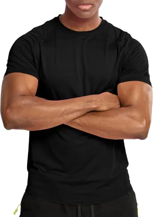 Zengjo Mens Workout Shirts Quick Dry Short Sleeve Athletic Running Gym T Shirt